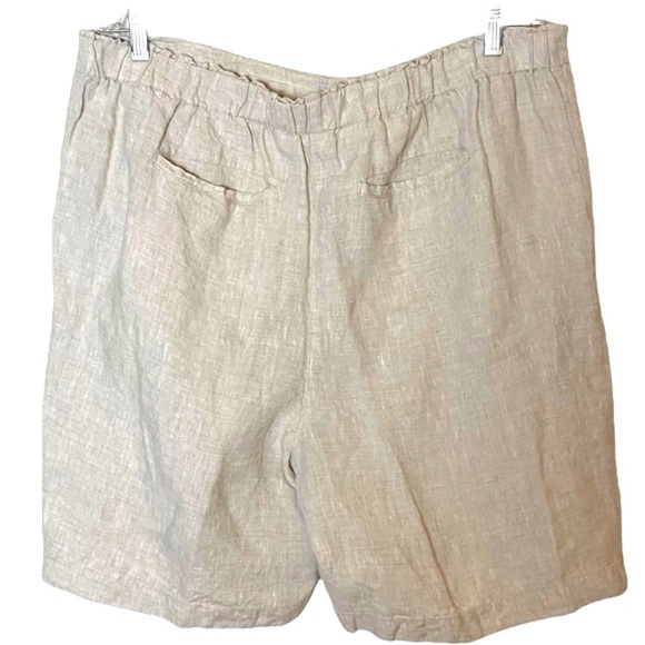 CHICO'S 100% Linen women’s Bermuda Tie Front  Shorts tan size 2.5 beachy resort - Picture 7 of 8